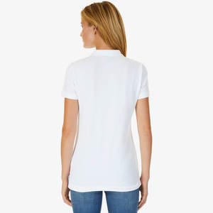 Polo pour femme vert foncé à manches courtes 100% polyester tricoté décontracté couleur unie col classique - Product Image 6