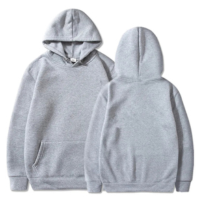 เสื้อฮู้ดผู้ชายสีเทา ทรงปกติ ผ้าฝ้ายเฟรนช์เทอร์รี่ สวมใส่สบายๆ สำหรับฤดูใบไม้ร่วง มีกระเป๋า - Product Image 4