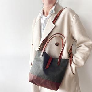 Sac fourre-tout en cuir et toile vintage, sac à bandoulière, sac de voyage, sac de travail, sac de shopping, grande capacité, durable, broderie ouverte LCTB-0083 - Product Image 2