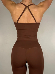 Wholesale Soft V-Neck Open <b>Back</b> Halter Tank Top – Custom Logo Activewear Fitness Sportswear for Gym & Daily Wear Women - Product Image 3