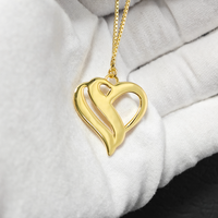 Bijoux fins de luxe en or massif 10K nom personnalisé lettrage personnalisé mignon coeur pendentif boîte chaîne collier pour hommes femmes cadeau