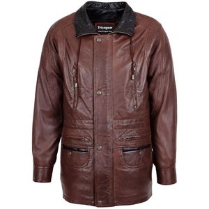 <b>High</b> QualMens Genuine <b>Leather</b> Winter Car Coat Hip Length Black - Product Image 1