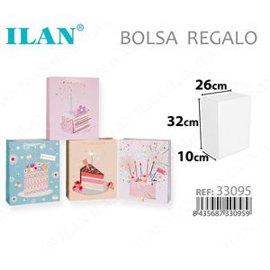 Borsa Regalo ILAN 26x32x10cm con Design Torta di Compleanno per Feste - Product Image 1
