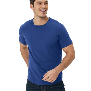 Camiseta de Algodón de Manga Corta con Cuello Redondo y Color Sólido para Hombre, Corte Regular, Tejido Jersey Informal y Transpirable - Product Image 1