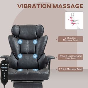 "Big & Tall Office Chair 396lbs Capacity Reclining Lumbar Support <b>Footrest</b> Massaging Black" - Product Image 4