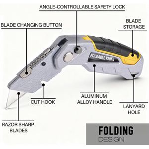 Set Professionale di 10 Coltelli Pieghevoli Multiuso Resistenti con 30 Lame di Ricambio e Taglierino Plus - Product Image 2