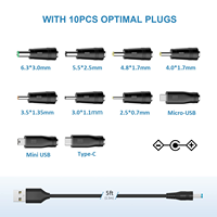 Cable de Alimentación de 5V CC, Cable de Carga USB a Conector CC con 10 Adaptadores para Cargar USB-HUB, Mini Ventilador, Cámara, Reloj Inteligente, Teléfono Móvil