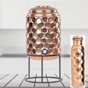 Réservoir de distribution d'eau en cuivre pur avec robinet, design traditionnel, récipient de stockage pour la maison, la cuisine, le bureau, l'eau potable, l'hôtel - Product Image 1