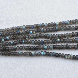 4mm 6mm naturel gris Labradorite lisse Rondelle bouton perles de pierres précieuses brin prix de gros pierres pour la fabrication de bijoux fournisseur - Product Image 4