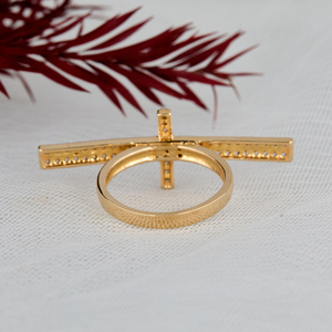 Luxury Moissanite Diamond Cross <b>Ring</b> 18K Yellow Gold 3.5mm Band Width VVS Clarity Religious <b>Statement</b> <b>Ring</b> for Jewelry Stock - Product Image 3