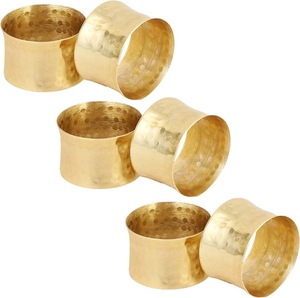 Anillos de Servilleta Hechos a Mano en India, Recubiertos en Oro, Redondos, Decorativos, de Latón, con Muchos Diseños - Product Image 2