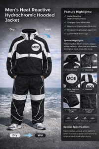 Ensemble survêtement coupe-vent personnalisé en nylon réfléchissant avec sweat à capuche et pantalon de jogging pour homme - Product Image 4