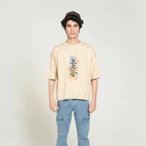 Camiseta Oversize de Hombre con Hombros Caídos, Ajuste Holgado, Algodón, Estilo Urbano Casual - Product Image 1
