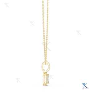 จี้เพชรแล็บโกรว์ทรงเอเมอรัลด์แบบฮาโล สร้อยคอทองคำแท้ 14K 18K สำหรับผู้หญิง หรูหรา เหมาะสำหรับงานแต่งงาน งานวันครบรอบ - Product Image 4
