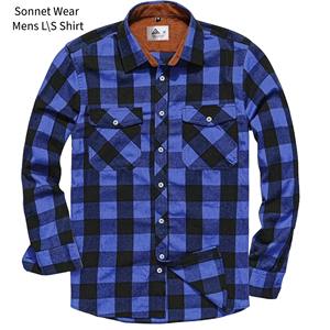 Chemises à carreaux pour hommes, coupe classique, manches longues, décontractées, boutonnées - Product Image 1