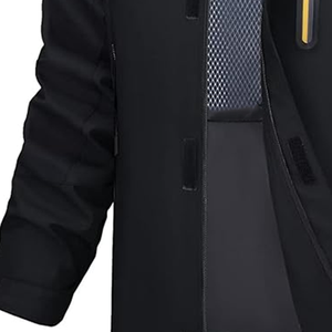 Veste de pluie unisexe grande taille à capuche coupe-vent résistante à l'eau respirante avec fermeture éclair intégrale pour l'extérieur, 5 poches, poignets ajustables - Product Image 2