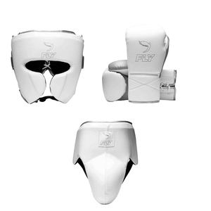 Fly professional Lightweight Moisture-Wicking Fly Boxing Gear Set Green <b>White</b> Genuine Leather Sparring Training Headgear Gloves - Product Image 1