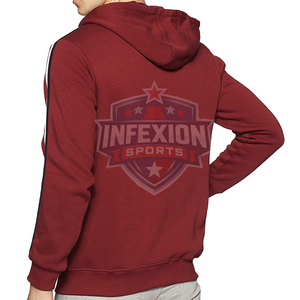 Sweat-shirt à capuche zippé rouge pour homme, coupe classique, couleur unie, en molleton bouclette, décontracté, pour l'automne - Product Image 2