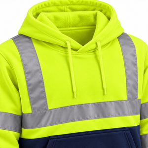 Sweat-shirt à capuche haute visibilité personnalisé avec logo, fluorescent et réfléchissant, pour hommes et femmes, vêtements de travail extérieurs - Product Image 6