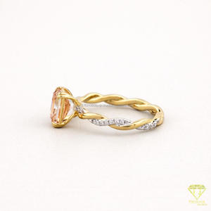 Bague de fiançailles en diamant rose de laboratoire taille radiant, torsadée en forme d'infini, en argent sterling 925, bijou de mariée unique - Product Image 2