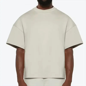 T-shirts amples à col rond pour hommes, 100 % coton épais, respirants, écologiques, style streetwear, coupe carrée, vente en gros - Product Image 1