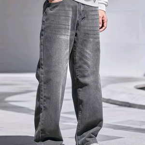 Pantalones vaqueros de lona ligeros y modernos para hombre, de corte holgado, transpirables, con efecto desgastado, venta al por mayor, logotipo personalizado - Product Image 5