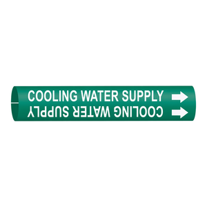 Marcador de Tuberías Brady Snap-On/Strap-On para Suministro de Agua Refrigerante en Tuberías Industriales - Product Image 1