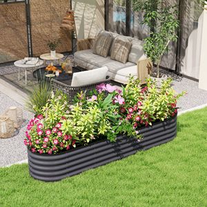 Kit per Aiuola Rialzata in Metallo Zincato Grigio Scuro 2,4m x 0,6m x 0,4m con Contenitore per Piante e Bordo di Sicurezza - Product Image 2