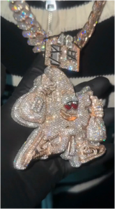 Colgante de plata 925 con incrustaciones de moissanita 3D personalizado de Patrick Star, estilo hip-hop, para unisex. - Product Image 4