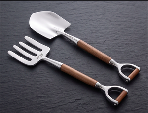 Adorable Design Stainless Steel Silverware Salad <b>Server</b> With Stylish Wood Handles For Banquet Halls And Wedding <b>Buffets</b> - Product Image 1
