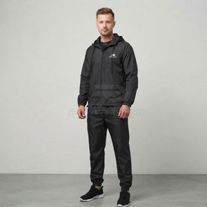 Breathable Lightweight <b>Winter</b> Casual Hooded <b>Running</b> Sportswear Men Windbreaker Tracksuit Full Zip <b>Jacket</b> and Matching Pants Set - Product Image 2
