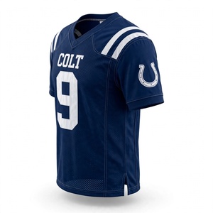Camiseta de Fútbol Americano Personalizada, Uniforme Deportivo Azul Marino, Camiseta de Malla de Manga Corta, Sublimada e Impresa - Product Image 4