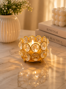 Porte-bougie en cristal doré, porte-bougie décoratif pour la maison, le salon, la table à manger, les mariages et la décoration festive - Product Image 3