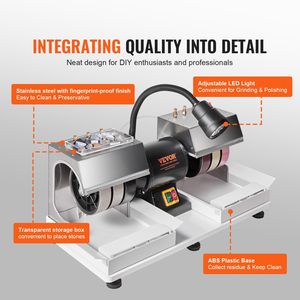 1/4HP 1800rpm Cabbing macchina efficiente 6 \ "lapidario Rock smerigliatrice lucidante gemma sfaccettatura pietra macchina lucidatrice per metalli - Product Image 6