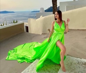 Long Flying <b>Dress</b> Convertible Floor-Length Train Satin <b>Silk</b> Lace Natural Waist Vintage Formal Eco-Friendly Photoshoot <b>Dress</b> for - Product Image 2