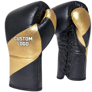 Gants de boxe en cuir véritable avec logo personnalisé, à lacets, pour l'entraînement, vente en gros, fabricant - Product Image 1