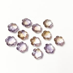 Perles en améthyste AAA, forme de fleur facettée, briolette, améthyste, pierres précieuses sculptées à la main, 10 mm, vente en gros, perles en forme de fleur, en vrac - Product Image 1