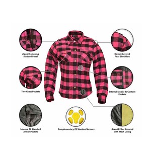 Camisa de motociclista personalizada de nivel 2, blindada y protectora, roja y negra, resistente a la abrasión, forrada con franela de aramida, para EE. UU. - Product Image 4