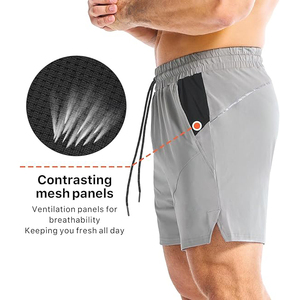 Detalles reflectantes para mayor seguridad en condiciones de poca luz. Forro antideslizante en el interior de la cintura que evita que se suba a la ropa. Pantalones cortos deportivos de ajuste atlético para gimnasio. - Product Image 3