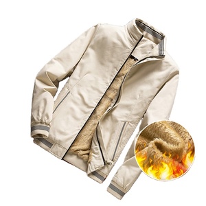 Veste coréenne de haute qualité pour hommes, mode automne-hiver, en coton avec doublure en polaire, fermeture éclair, épaisse et chaude, col montant - Product Image 1