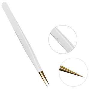 Pince à épiler en acier inoxydable à pointe en fibre pour extensions de cils, volume russe, pointe lisse 45°, marque privée, haute qualité - Product Image 4