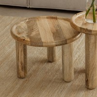 Table d'appoint ronde Vandana Amber Shape en bois de manguier Obiora