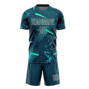 Ensembles de maillots de football par sublimation à manches courtes, tenue d'équipe professionnelle unisexe, respirante, légère, 100 % polyester, col rond - Product Image 2