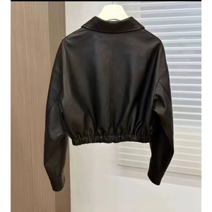 Women Luxury <b>Leather</b> <b>Biker</b> <b>Jacket</b> High Quality Genuine <b>Leather</b> Fashion Outerwear Modern Slim Fit Motorcycle Style Wholesale - Product Image 2