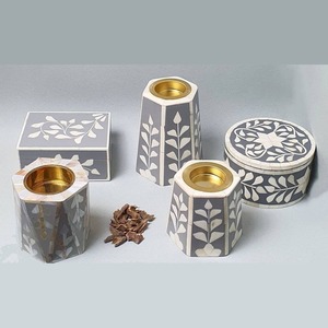 Quemador de incienso decorativo hecho a mano con incrustaciones de hueso para Bakhoor, Oud y incienso de resina - Product Image 1
