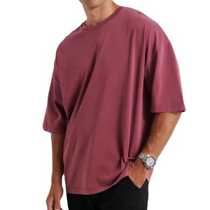 High Quality Acid Washed Heavyweight Boxy Cotton Customizable Men's Oversized Hip Hop T-Shirt Vintage Drop Shoulder Design Loose - Product Image 1