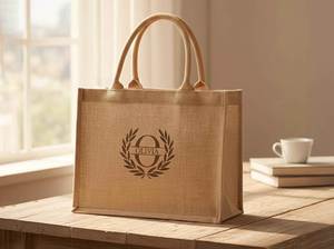 High Demand EcoDari Fashion Natural Jute Gift <b>Bags</b> Non Woven Handles <b>Medium</b> <b>Size</b> Wedding Party Shops Retail Use Wholesale Supply - Product Image 2