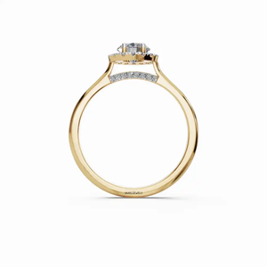 Anillo de Compromiso con Halo de Diamantes Cultivados en Laboratorio, Corte Redondo, Certificado por IGI, en Oro de 10K/14K/18K, Plata 925/935, Moderno, para Aniversario o Boda - Product Image 4