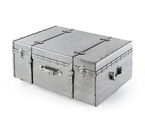 Juego de baúles de almacenamiento rústicos de acero galvanizado con bordes reforzados para un estilo industrial. - Product Image 2