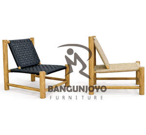 Chaise longue en teck avec design tropical torsadé, écologique et confortable pour se détendre en intérieur/extérieur, idéale pour les parcs et les villas - Product Image 2